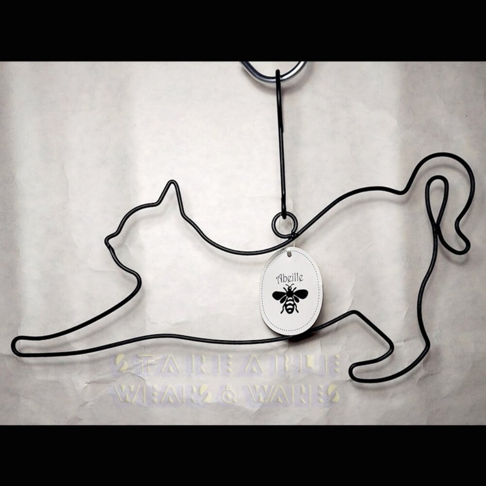 BLACK CAT METAL HANGER scarf belt organizer stretching kitty shape cute kitten